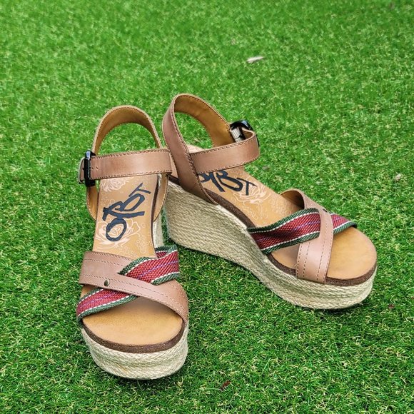 OTBT Shoes - OTBT Womens Topsail Sling Back Platform Sandal Brown Wedge Heel 10M NEW